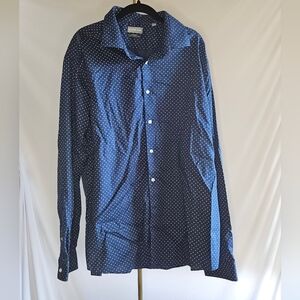 Michael Kors Navy Blue Paisley Micro-Print Dress Shirt | Regular Fit